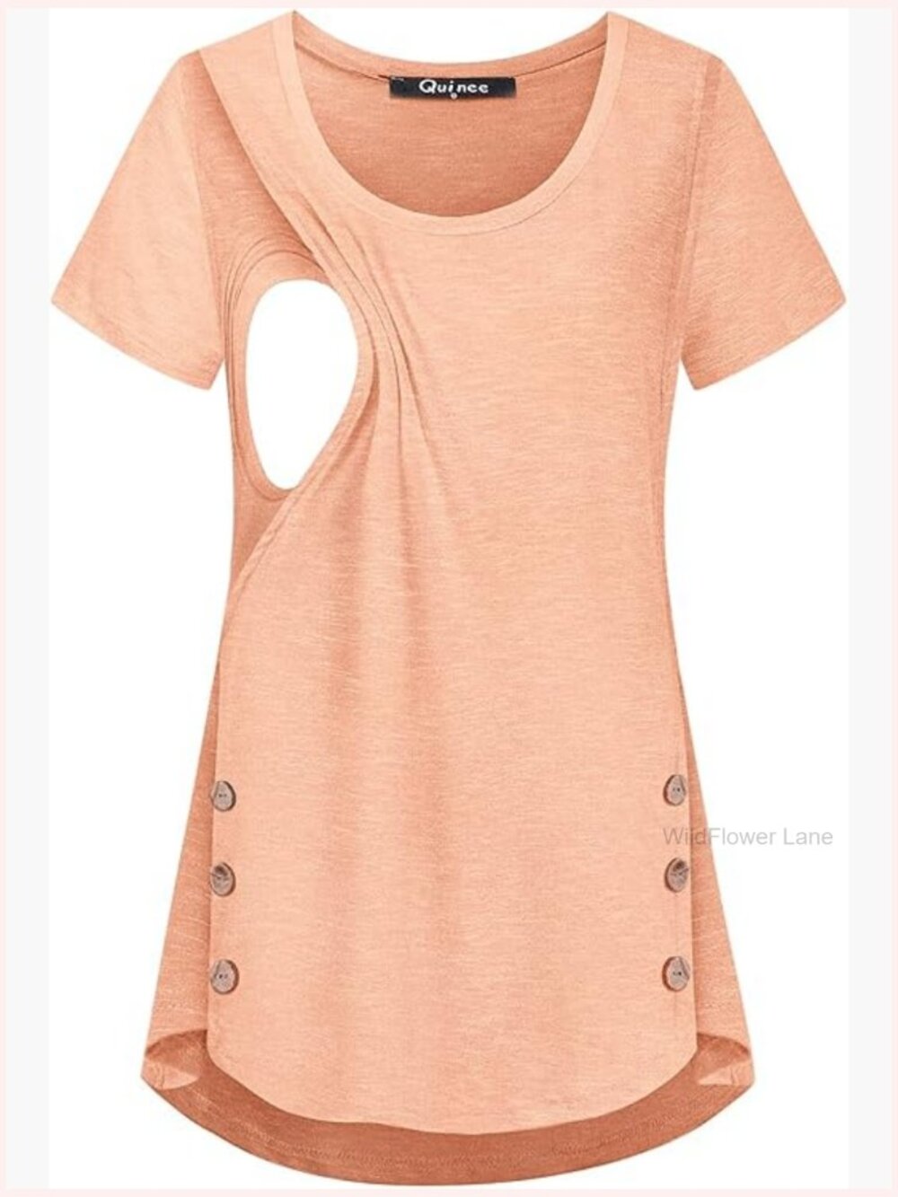 Nursing Button Side Tunic Top Maternity Breastfeeding Blouse